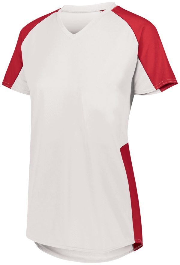 White/Red Augusta Sportwear 1523 Girls Cutter Softball Jersey