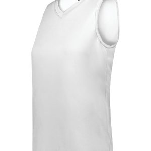 White Augusta Sportwear 4795 Girls Attain Wicking Sleeveless Softball Jersey