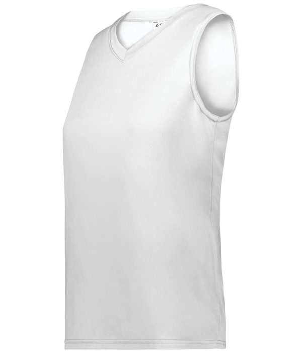 White Augusta Sportwear 4795 Girls Attain Wicking Sleeveless Softball Jersey