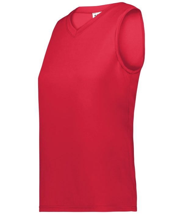Red Augusta Sportwear 4795 Girls Attain Wicking Sleeveless Softball Jersey