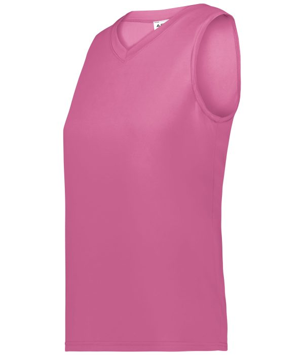 Electric Pink Augusta Sportwear 4795 Girls Attain Wicking Sleeveless Softball Jersey