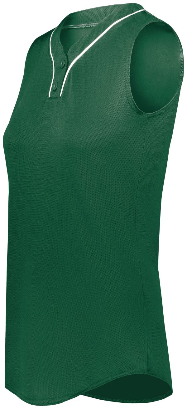 Dark Green/White Augusta Sportwear 6914 Girls Cutter+ Sleeveless Softball Jersey