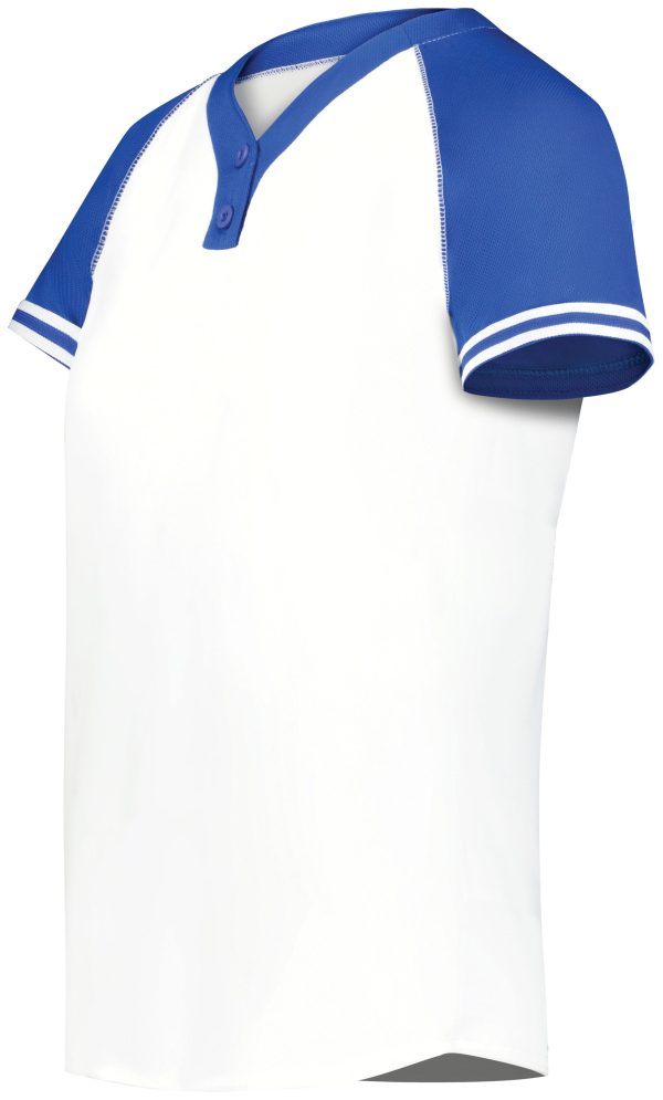 White/Royal Augusta Sportwear 6918 Girls Cutter+ Henley Softball Jersey