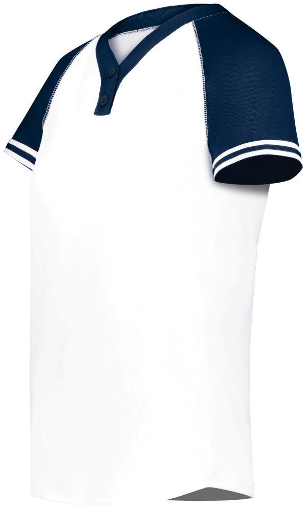 White/Navy Augusta Sportwear 6918 Girls Cutter+ Henley Softball Jersey