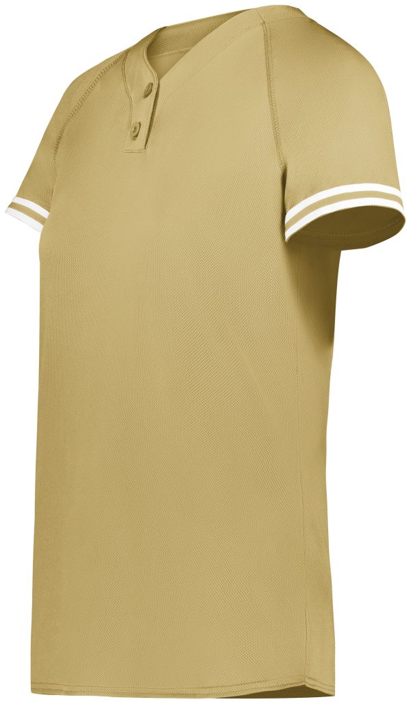 Vegas Gold/White Augusta Sportwear 6918 Girls Cutter+ Henley Softball Jersey
