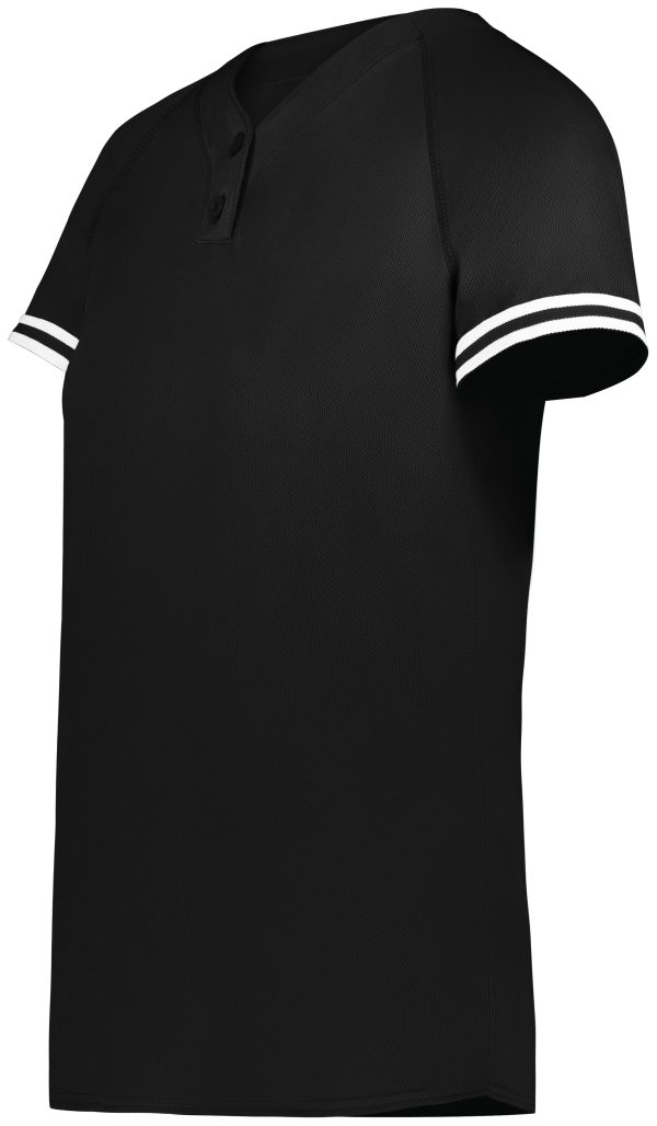 Black/White Augusta Sportwear 6918 Girls Cutter+ Henley Softball Jersey
