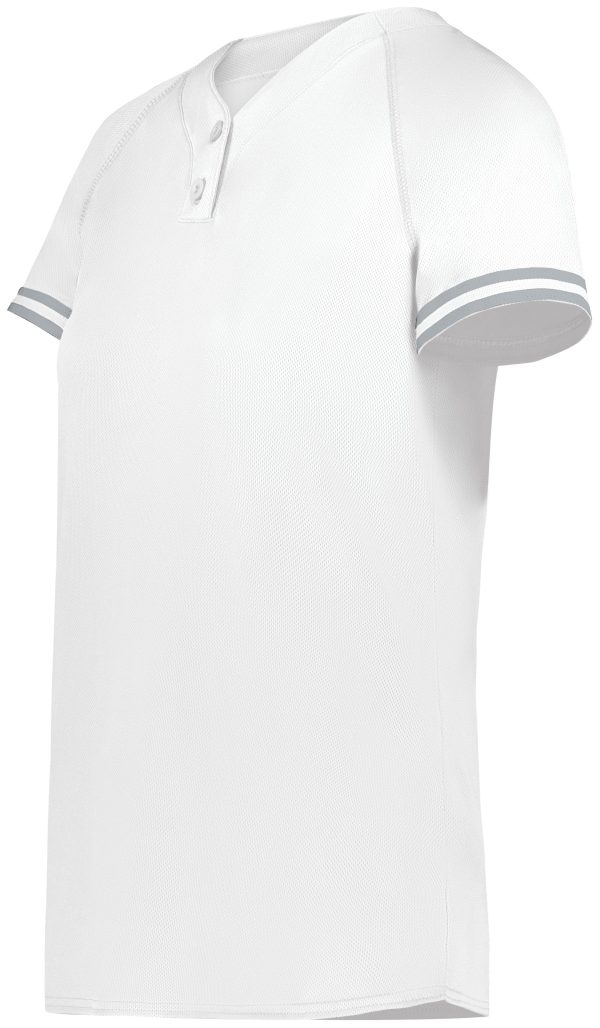 White/Silver Augusta Sportwear 6918 Girls Cutter+ Henley Softball Jersey