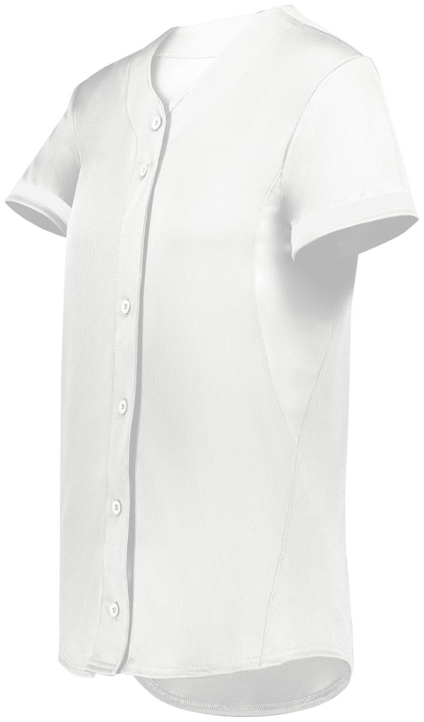 White Augusta Sportwear 6920 Girls Cutter+ Full Button Softball Softball Jersey