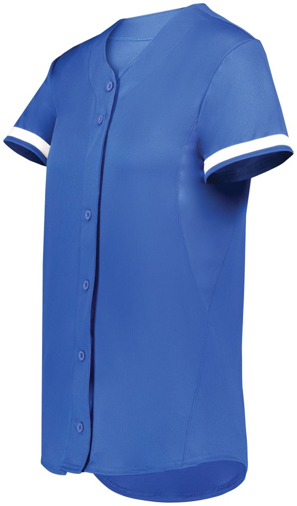 Royal/White Augusta Sportwear 6920 Girls Cutter+ Full Button Softball Softball Jersey