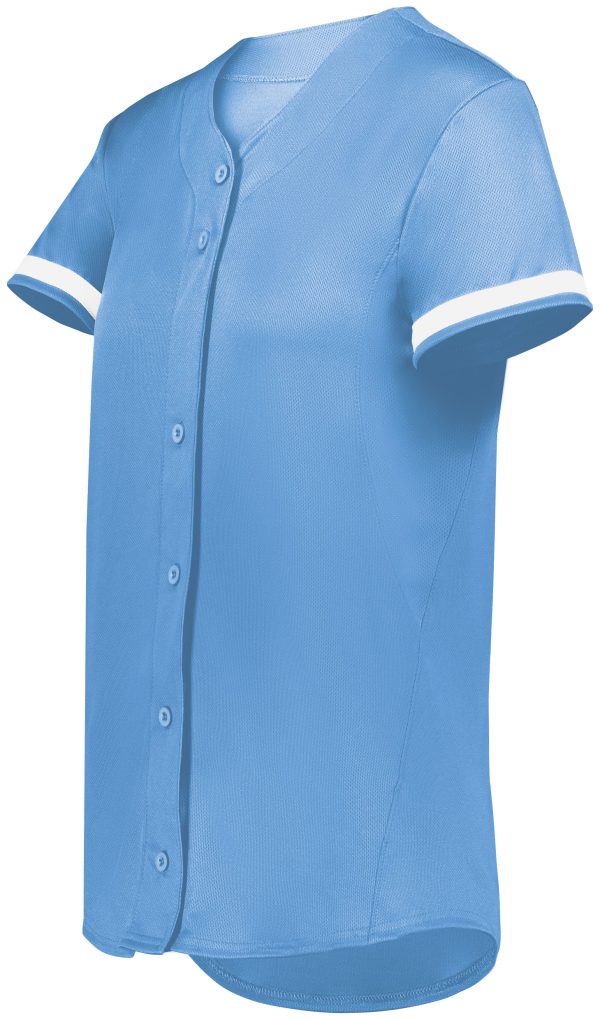 Columbia Blue/White Augusta Sportwear 6920 Girls Cutter+ Full Button Softball Softball Jersey