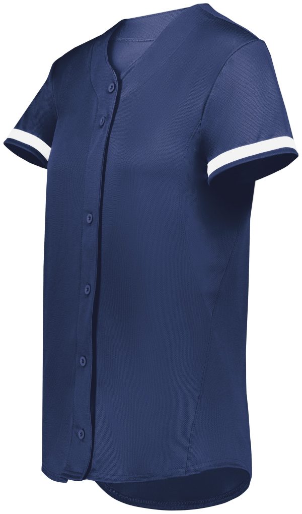 Navy/White Augusta Sportwear 6920 Girls Cutter+ Full Button Softball Softball Jersey