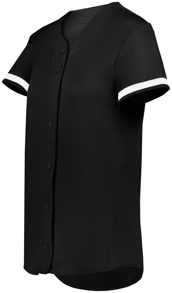 Black/White Augusta Sportwear 6920 Girls Cutter+ Full Button Softball Softball Jersey