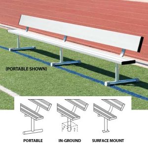 BSN Sports 15 Foot Aluminum Surface Mount Sideline Bench with Back
